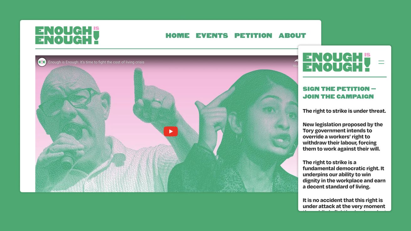 Screenshots of the Enough is Enough website