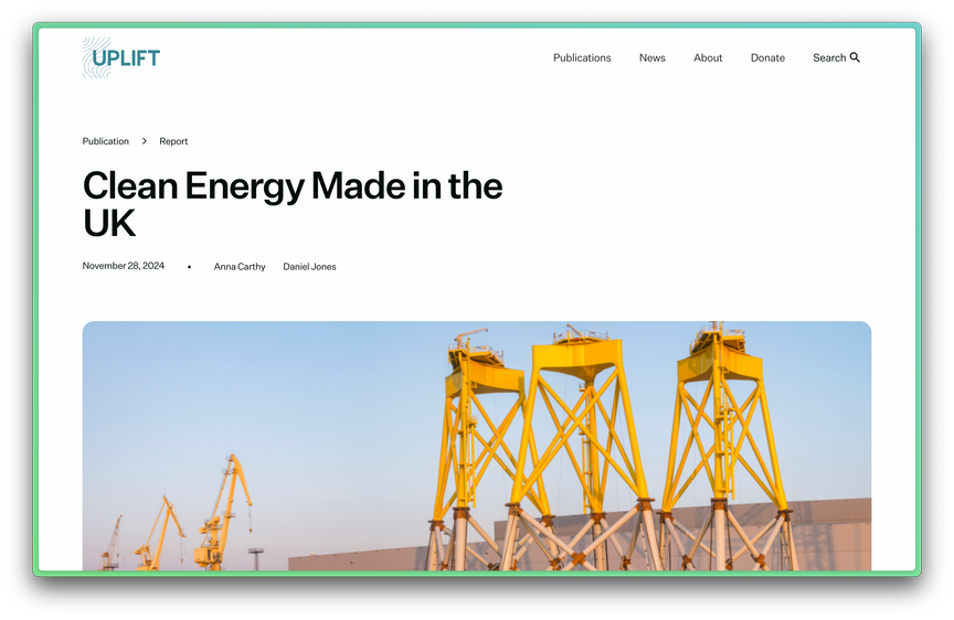 Clean energy made in the UK article