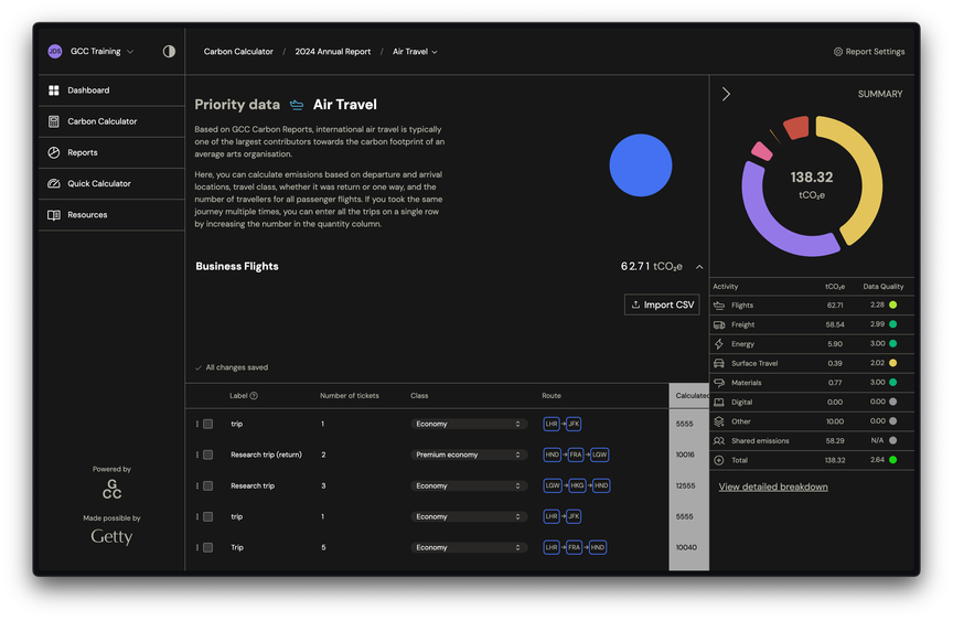 Air travel calculator